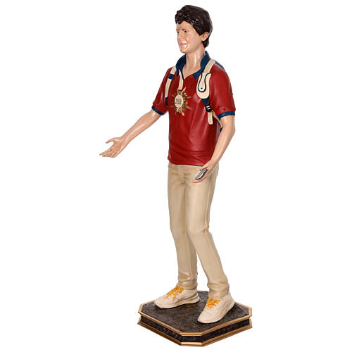 Statue Carlo Acutis aus farbigem Fiberglas 175 cm mit Glasaugen 4