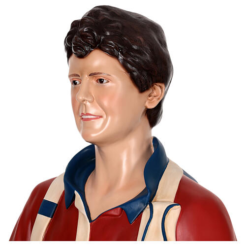 Statue Carlo Acutis aus farbigem Fiberglas 175 cm mit Glasaugen 5