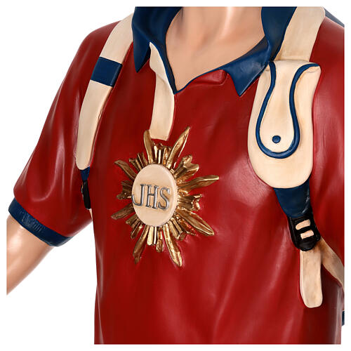 Statue Carlo Acutis aus farbigem Fiberglas 175 cm mit Glasaugen 6