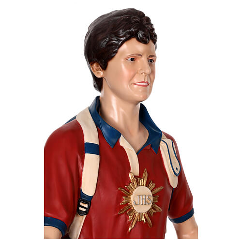 Statue Carlo Acutis aus farbigem Fiberglas 175 cm mit Glasaugen 8