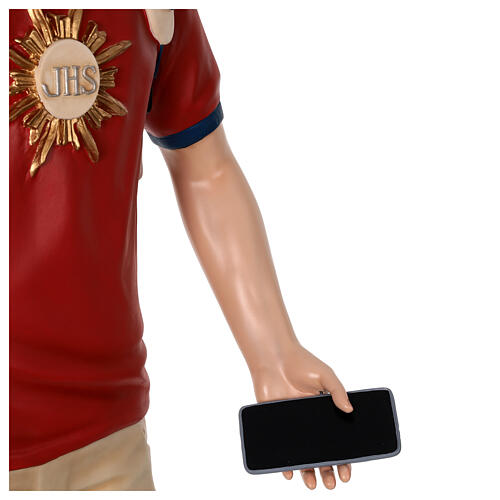 Statue Carlo Acutis aus farbigem Fiberglas 175 cm mit Glasaugen 9