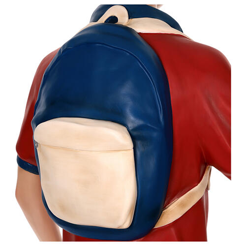 Statue Carlo Acutis aus farbigem Fiberglas 175 cm mit Glasaugen 10