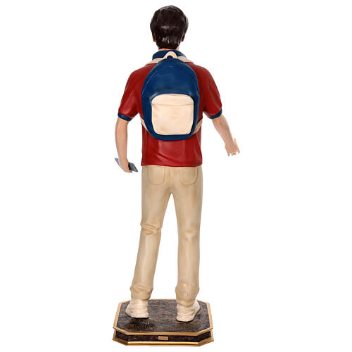 Statue Carlo Acutis aus farbigem Fiberglas 175 cm mit Glasaugen 12