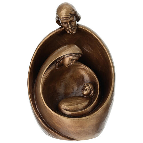 Santa Familia para exterior Val Gardena fibra de vidrio bronceada 35 cm 1