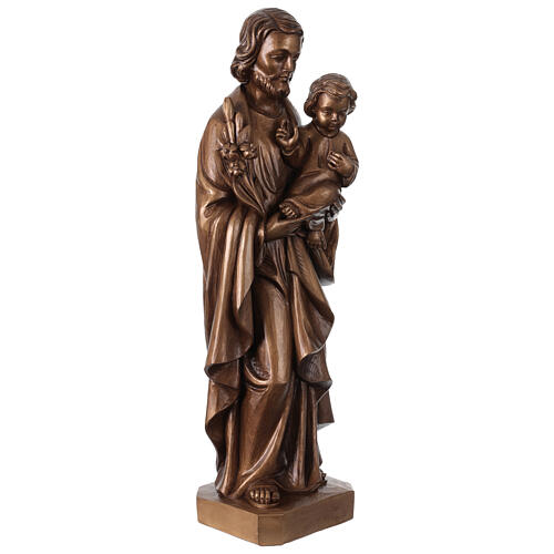 Bronzed St Joseph statue in Val Gardena Fiberglass, 60 cm 3