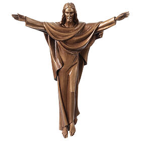 Crucifijo Cristo Rey bronceado Val Gardena fibra de vidrio 60 cm