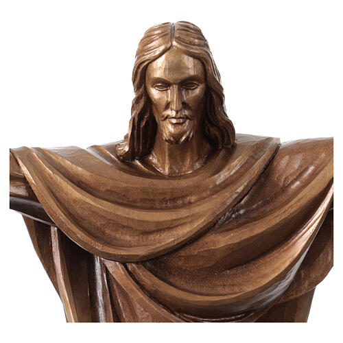 Crucifijo Cristo Rey bronceado Val Gardena fibra de vidrio 60 cm 2