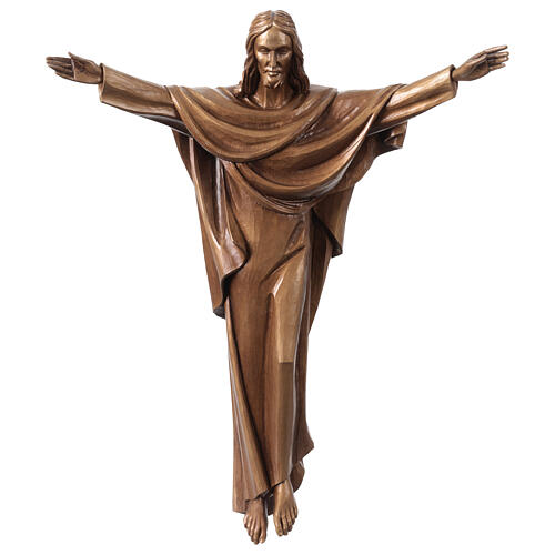 Crucifix Christ Roi bronze Val Gardena en fibre de verre 60 cm 1