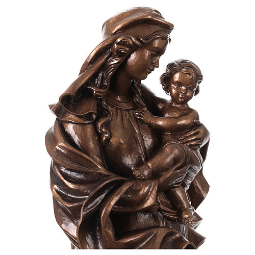 Madonna del cuore bronzata VaL Gardena fibra di vetro 60 cm 4