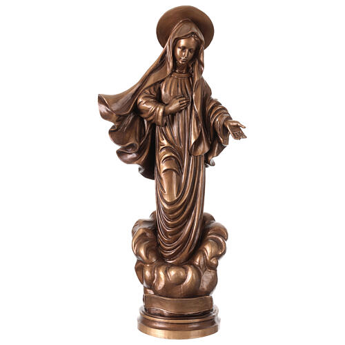 Statue Notre-Dame de Medjugorje en bronze Val Gardena fibre de verre 60 cm 1