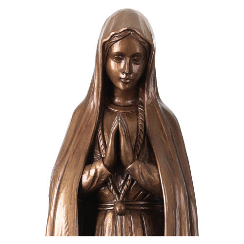 Bronze-finished outdoor statue of Our Lady of Fatima, Val Gardena, fibreglass, 24 in 2