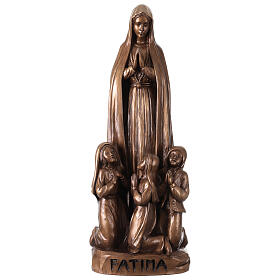 Virgen de Fátima bronceada para exterior Val Gardena fibra de vidrio 60 cm