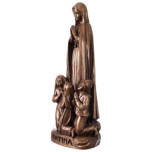 Our Lady of Fatima statue for outdoor bronzed Val Gardena fiberglass, 60 cm 4