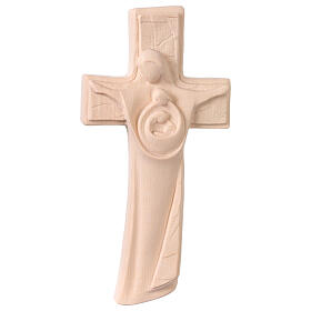 Crucifix with Holy Family, natural wood