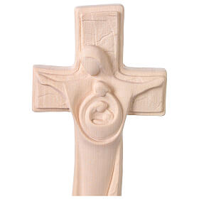 Crucifix with Holy Family, natural wood