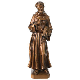 Saint François en fibre de verre effet bronze pour extérieur Val Gardena