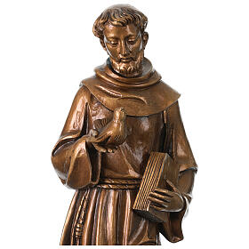 Saint François en fibre de verre effet bronze pour extérieur Val Gardena