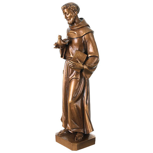 Saint François en fibre de verre effet bronze pour extérieur Val Gardena 3