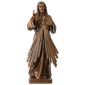 Jesús Misericordioso bronceado para exterior Val Gardena fibra de vidrio