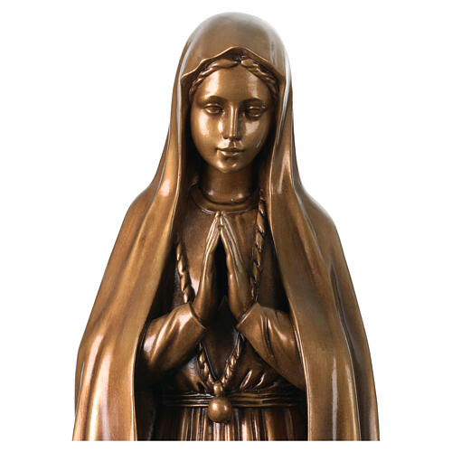 Madonna di Fatima per esterno bronzata Val Gardena fibra di vetro 100 cm 6