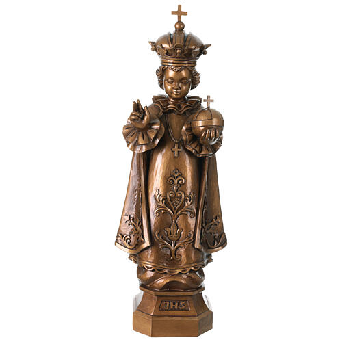 Niño de Praga para exterior bronceado Val Gardena fibra de vidrio 60 cm 1