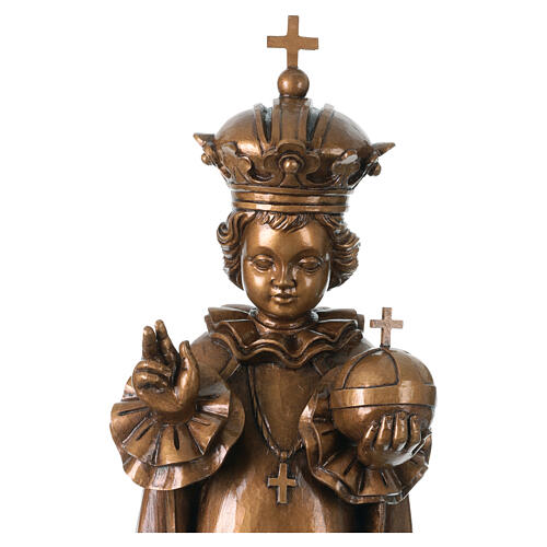 Niño de Praga para exterior bronceado Val Gardena fibra de vidrio 60 cm 2