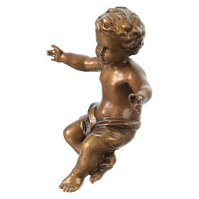 Niño Jesús para exterior bronceado Val Gardena fibra de vidrio 20 cm
