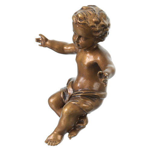 Niño Jesús para exterior bronceado Val Gardena fibra de vidrio 20 cm 2