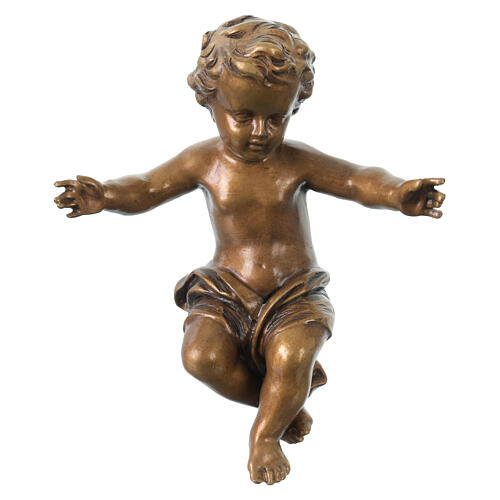 Bronzed Outdoor Fiberglass Baby Jesus Statue Val Gardena, 20 cm 1