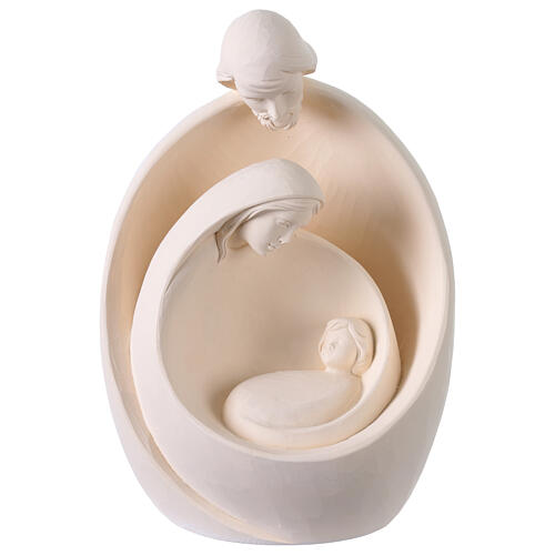 Holy Family Statue in White Val Gardena Fiberglass for Outdoors, 36 cm 1