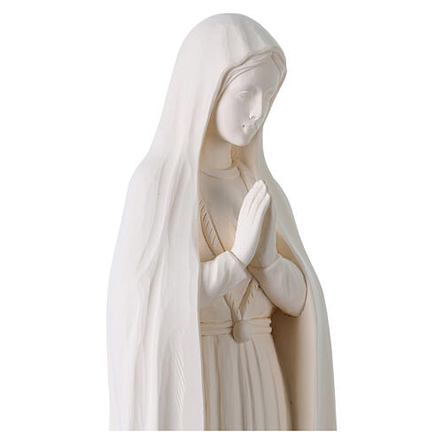 Notre-Dame de Fatima avec bergers en extérieur Val Gardena fibre de verre blanche 60 cm 2