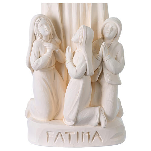 Nossa Senhora de Fátima com os pastorinhos para exterior Val Gardena fibra de vidro branca 60 cm 3