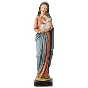 Virgin Mary with Child Statue in Colored Resin, 25 cm
