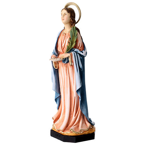 Estatua Santa Lucía resina coloreada 20 cm 3