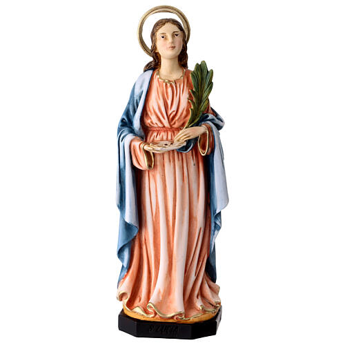Estátua Santa Luzia resina colorida 20 cm 1