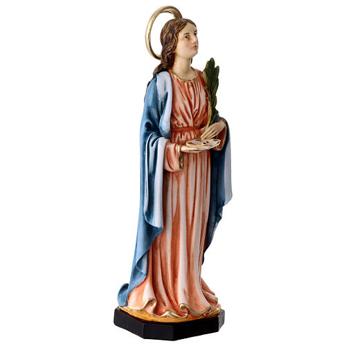 Estátua Santa Luzia resina colorida 20 cm 4