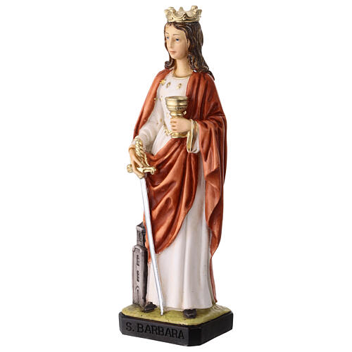 Estátua de Santa Bárbara em resina colorida 20 cm 2