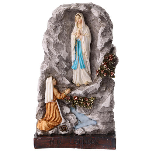 Grotte mit der Erscheinung der Gottesmutter vor der heiligen Bernadette – Statue aus Resin, 20 × 10 × 5 cm 1