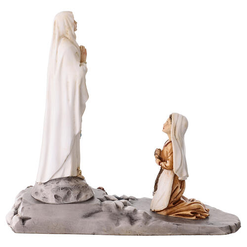 Apparizione Madonna di Lourdes a Bernadette resina colorata 15 cm 4