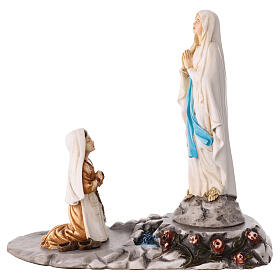 Apparition Lady of Lourdes to Bernadette statue in colored resin 15 cm