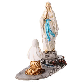 Apparition Lady of Lourdes to Bernadette statue in colored resin 15 cm