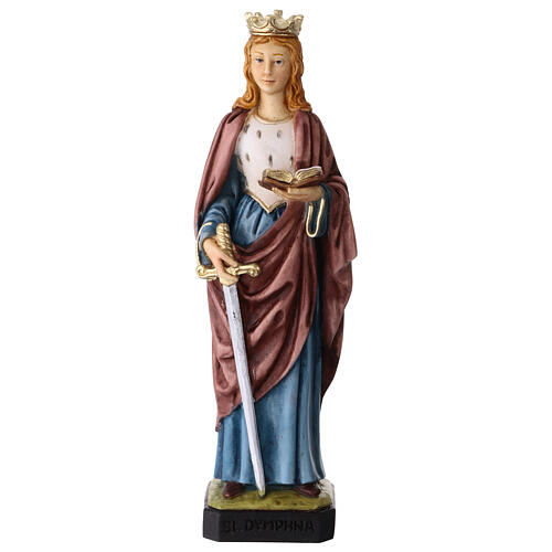 Statua Santa Dymphna 20 cm resina dipinta 1