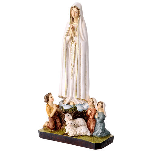 Os Três Pastorinhos com Nossa Senhora de Fátima estátua resina colorida 25 cm 2