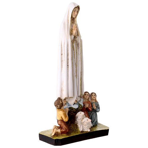 Os Três Pastorinhos com Nossa Senhora de Fátima estátua resina colorida 25 cm 3