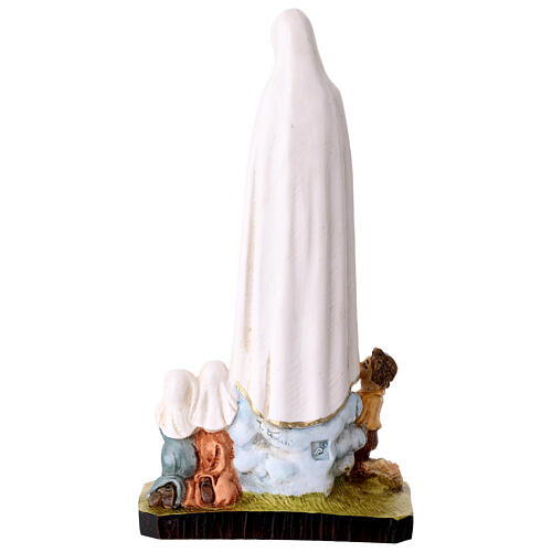 Os Três Pastorinhos com Nossa Senhora de Fátima estátua resina colorida 25 cm 4