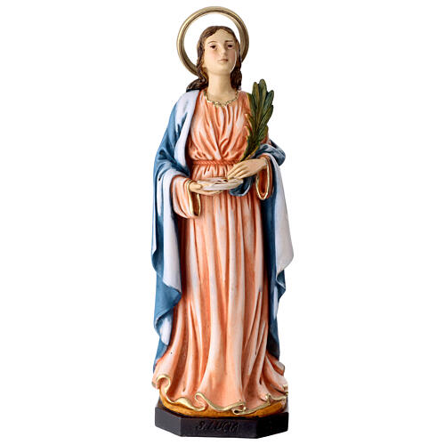 St Lucia statue in painted resin, 28 cm 1