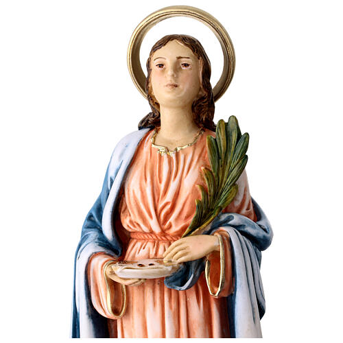 St Lucia statue in painted resin, 28 cm 2