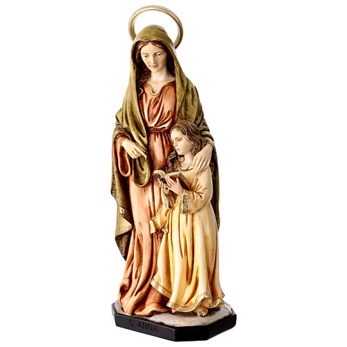 Heilige Anna mit der Jungfrau Maria – handbemalte Statue aus Resin, 30 cm 3