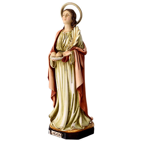 Heilige Agatha – farbig gefasste Statue aus Resin, 30 cm 3