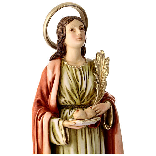 Statue Sainte Agathe résine colorée 30 cm 2